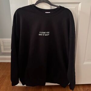 LONELY GHOST I Love You Say It Back Black Crewneck Size XL